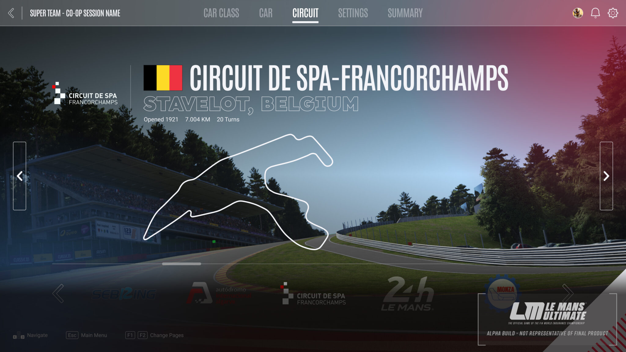 Circuit selection screen: final release