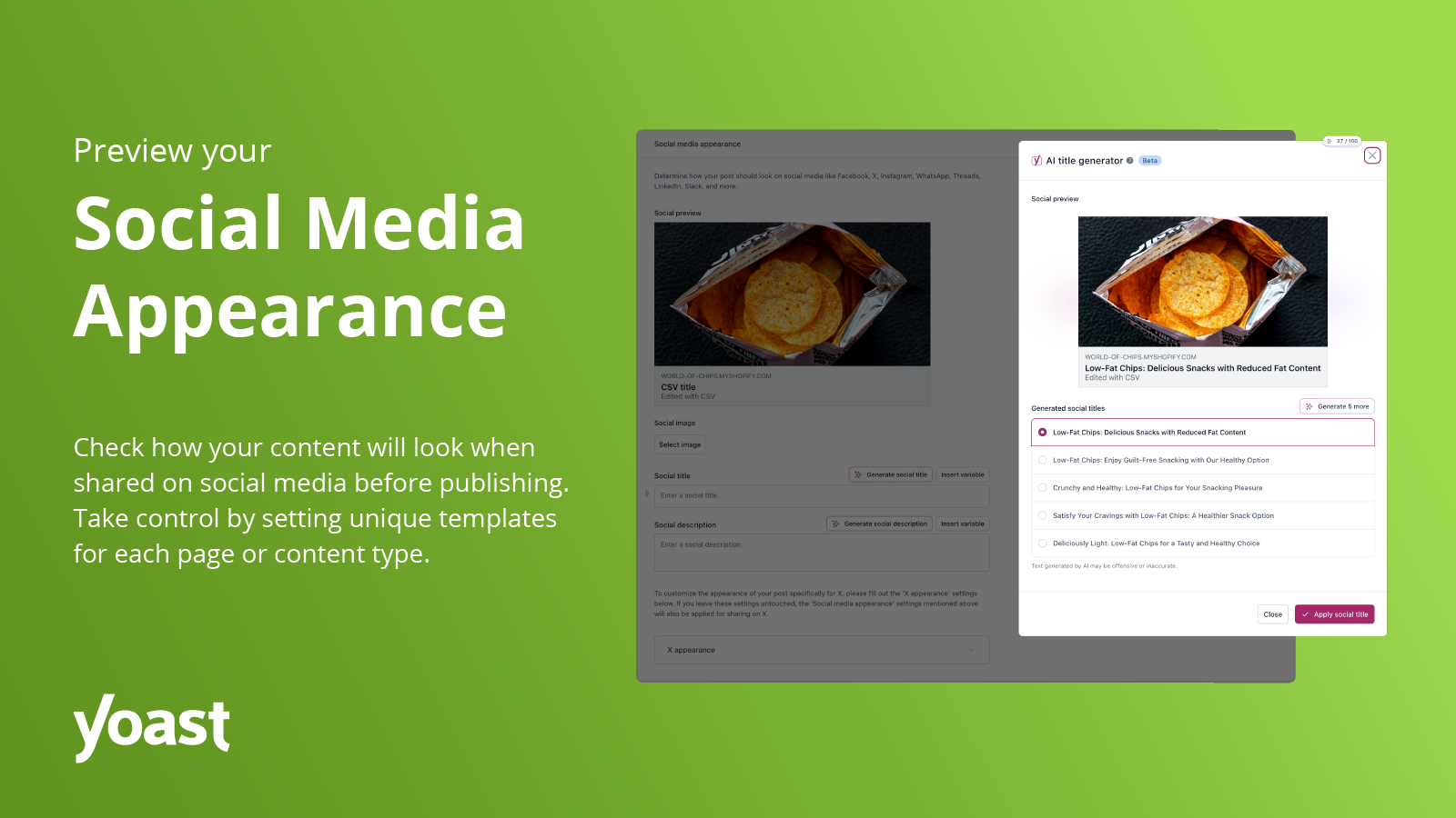 Social media appearance: preview and customize how products appear on Facebook, Twitter, and search